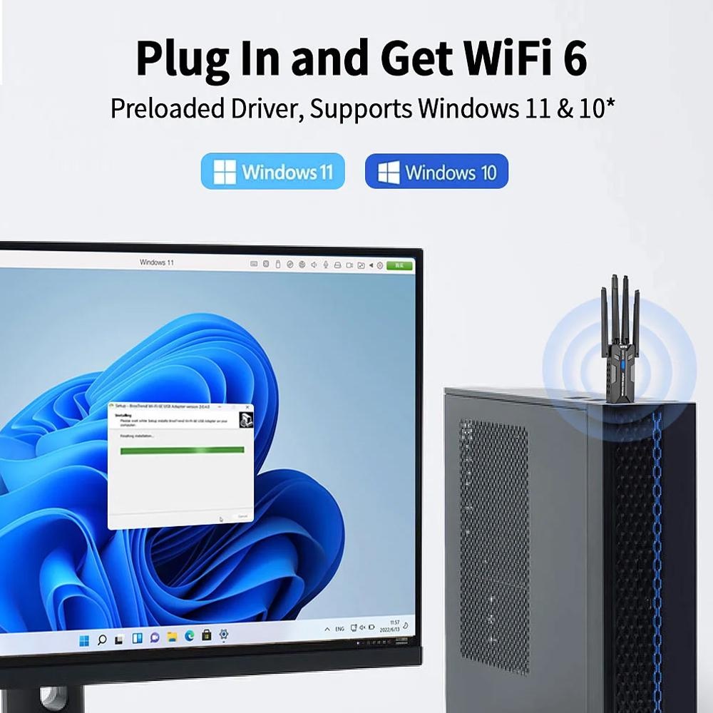 WiFi 6 USB Adapter 1800Mbps Du - Antenna 2.4Ghz 评论和价格